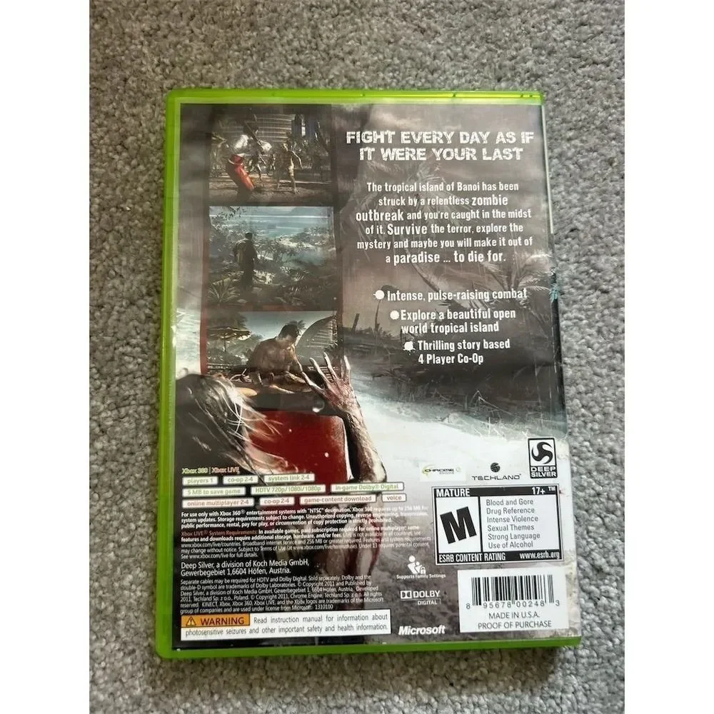 Dead‎ Island Xbox 360 2011 Complete with Manual Survival Horror Game